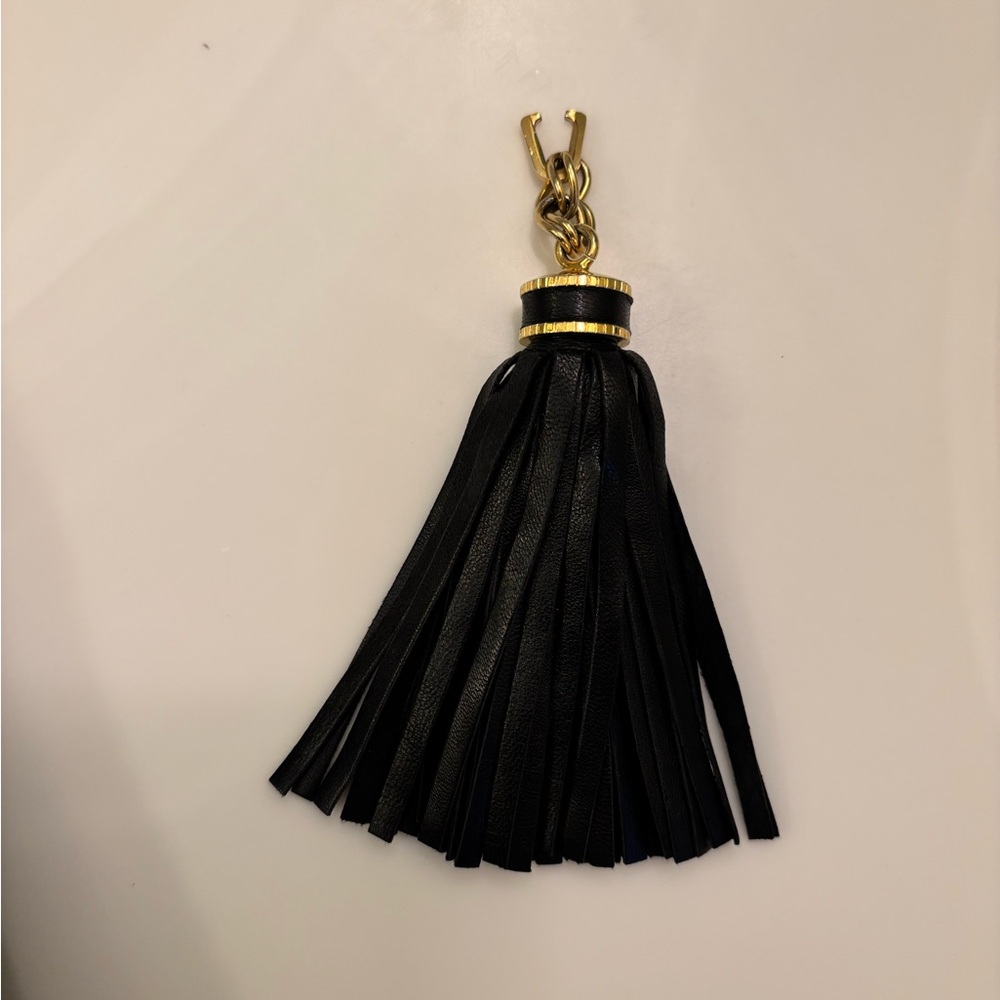 BALLY Vintage Black Leather Replacement Tassel for Quilted Zipper bag pull